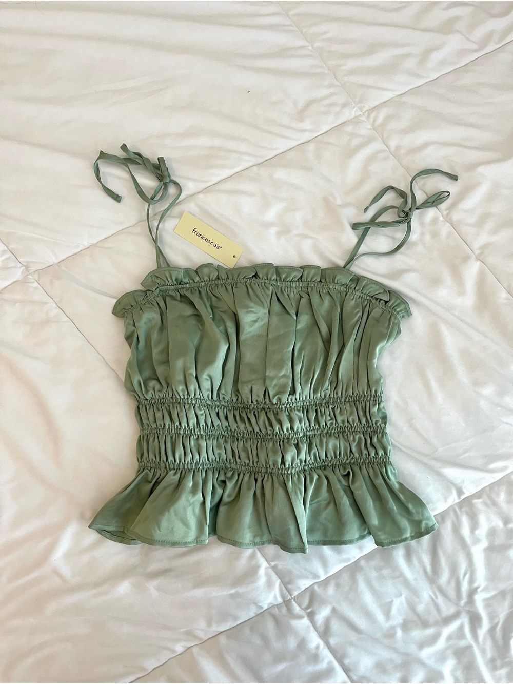 New with tags satin rushed tie strap tank